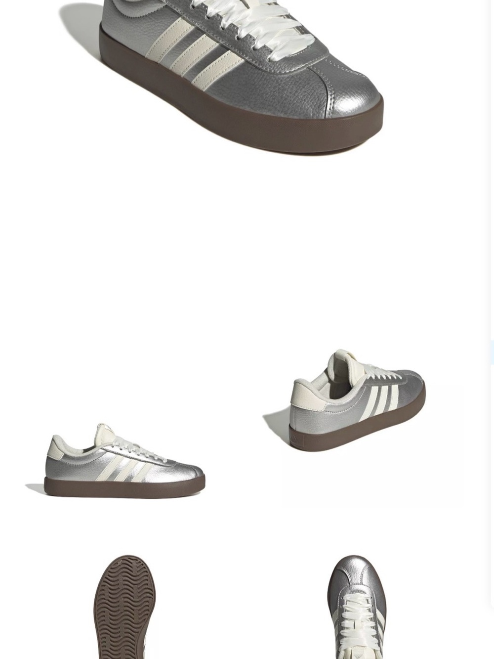 adidas Women's Metallic Silver and White Sneakers - Picture 12 of 12